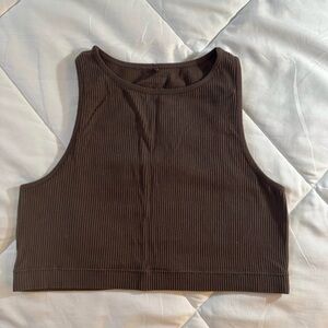 Garage Chocolate Ribbed Crop Top